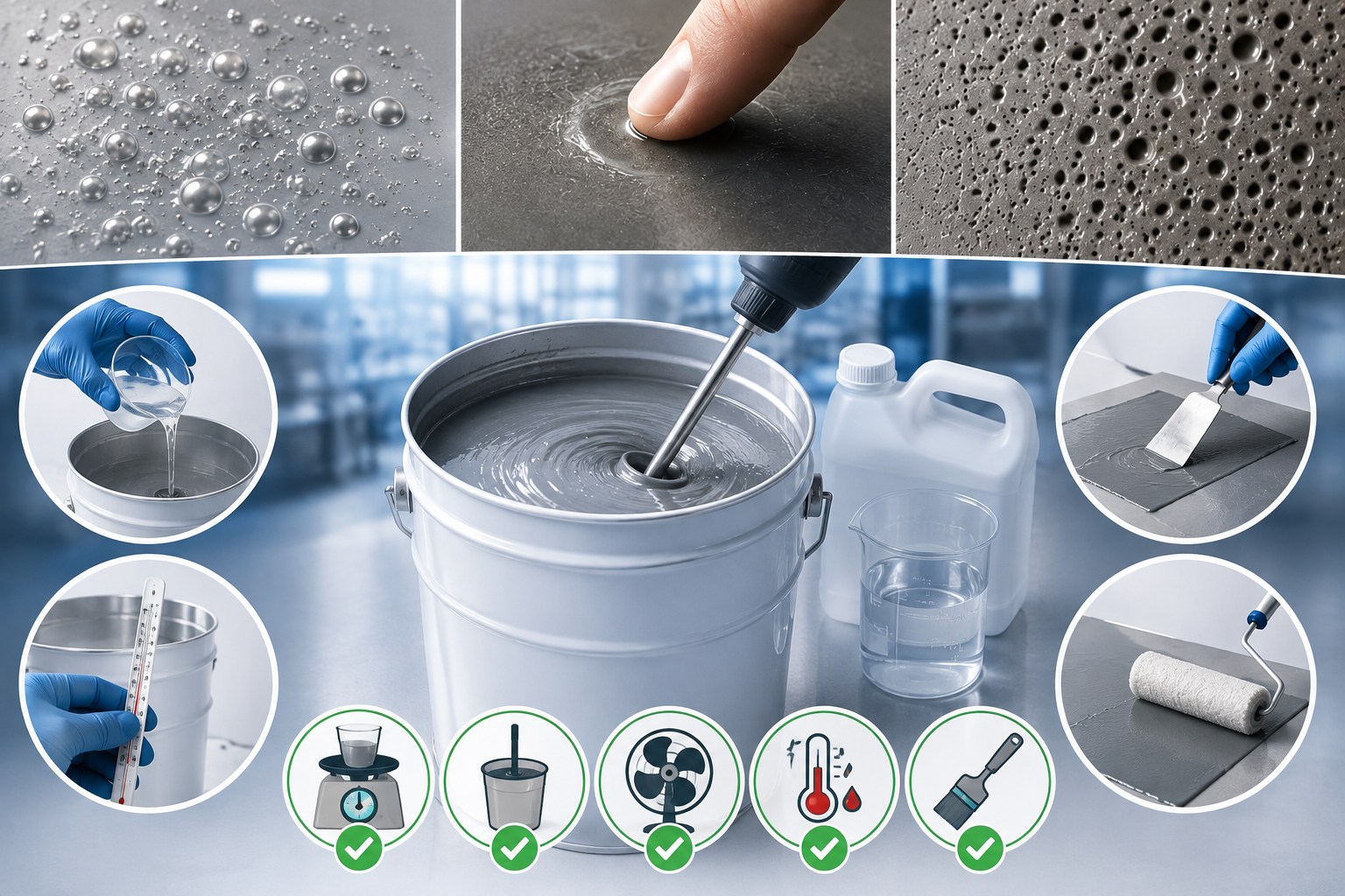 Khắc Phục 5 Lỗi Thường Gặp Khi Pha Chế Sơn Epoxy Từ Nhựa YD-128: Bọt Khí, Dính Bề Mặt, Rỗ Tổ Ong