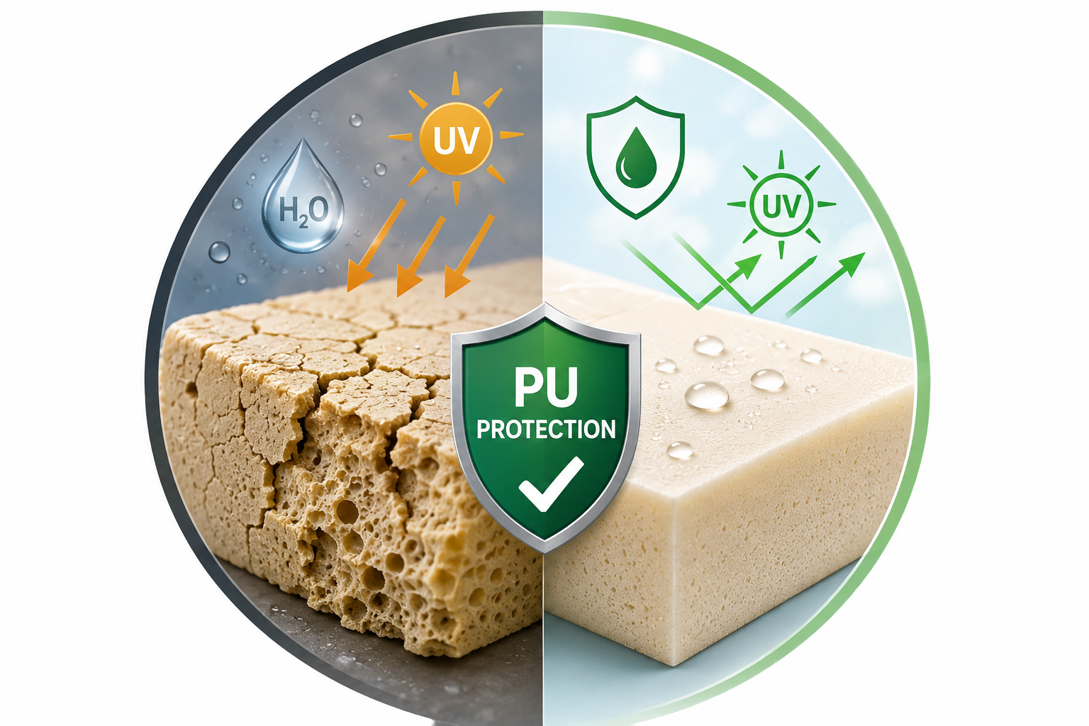 Nguyên Nhân Polyurethane (PU) Bị Lão Hóa (Thủy Phân, Tia UV) & Giải Pháp Khắc Phục