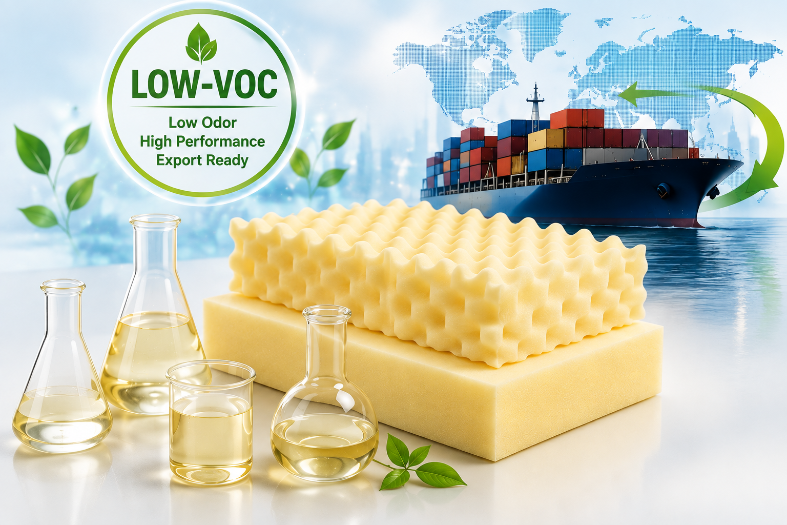 Xu Hướng Low-VOC: Tổng Hợp Phụ Gia & Xúc Tác Không Mùi Cho PU Foam Xuất Khẩu