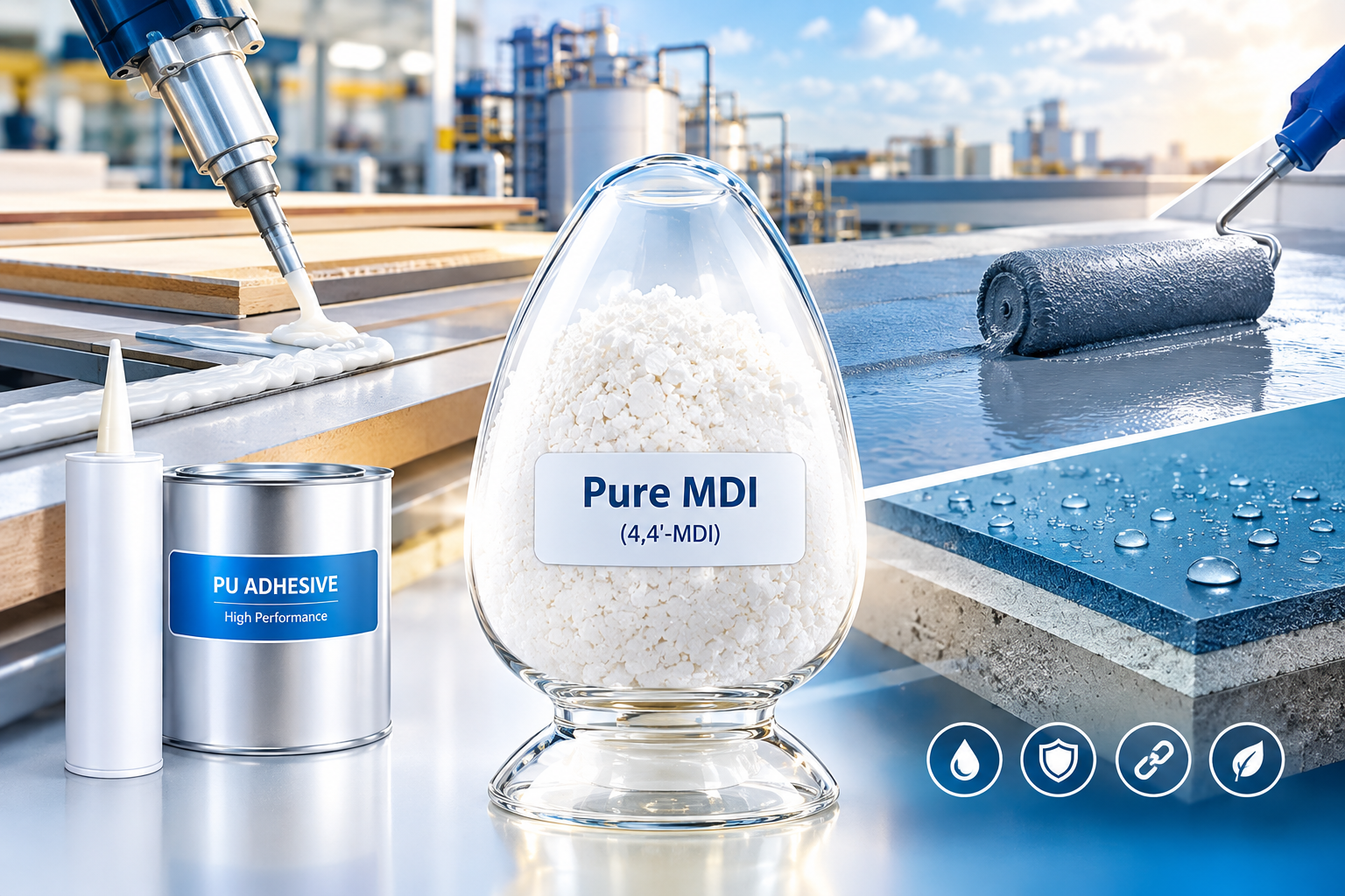 Nguyên Liệu Pure MDI Trong Sản Xuất Keo Dán Công Nghiệp Và Chất Phủ Chống Thấm PU: Giải Pháp Kỹ Thuật Chuyên Sâu