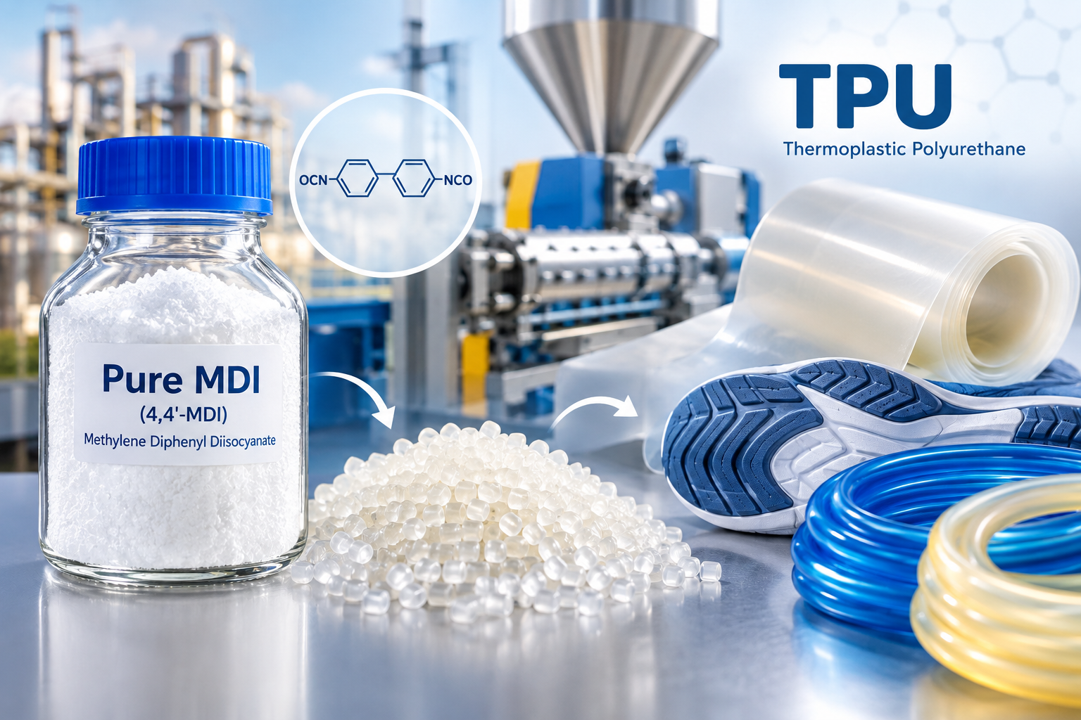 Ứng dụng của Pure MDI trong sản xuất Thermoplastic Polyurethane TPU, Pure MDI sản xuất TPU