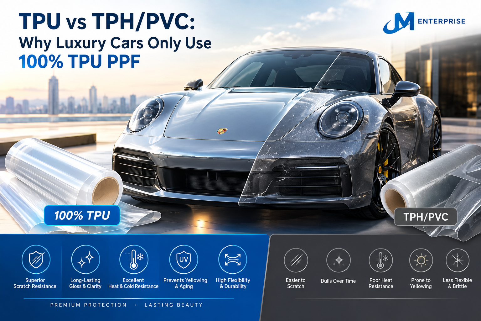 So Sánh PPF TPU vs PPF TPH / PVC: Tại Sao Chủ Xe Sang Chỉ Ưu Chuộng PPF Làm Từ 100% TPU?