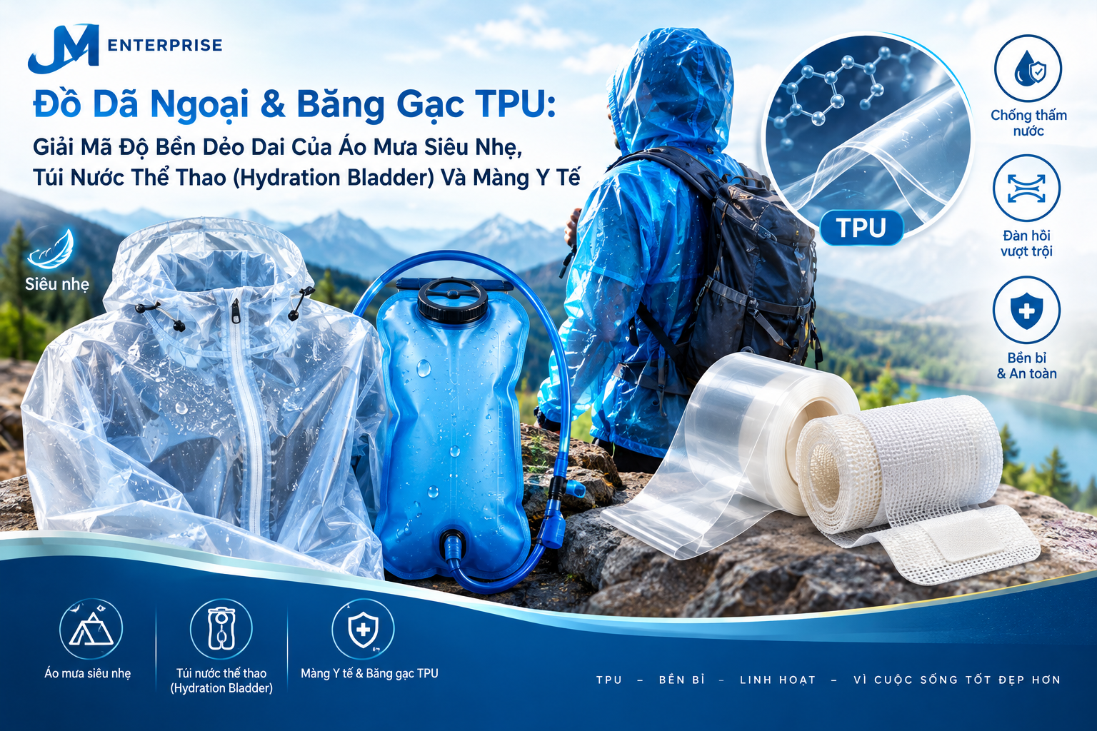 Đồ Dã Ngoại & Băng Gạc TPU: Giải Mã Độ Bền Dẻo Dai Của Áo Mưa Siêu Nhẹ, Túi Nước Thể Thao (Hydration Bladder) Và Màng Y Tế